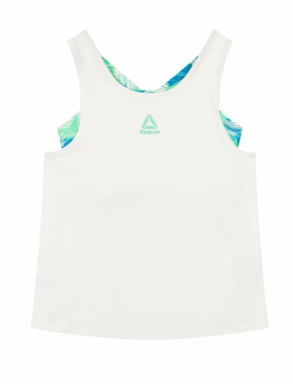 2 For $15 Reebok White Girls' 2FER Tank with Sports Bra Aqua & Blue - NWT